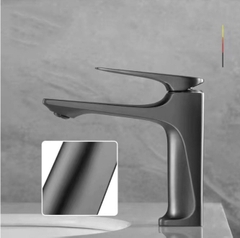 Vòi lavabo, vòi rửa mặt GIORMANI nóng lạnh mạ màu titan cao cấp SNL55 kèm đôi dây cấp inox