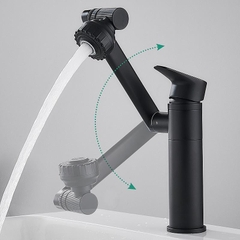 Vòi rửa mặt, vòi Lavabo nóng lạnh cao cấp mạ đen cần xoay 360 hai chế độ nước GIORMANI SNL66 kèm đôi dây cấp inox