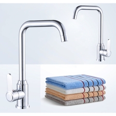 Vòi rửa bát, rửa chén cần vuông nóng lạnh inox 304 mạ crom bóng cao cấp GIORMANI VRB29 kèm dây cấp nước inox