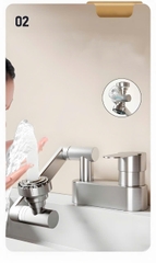 Vòi rửa mặt, vòi lavabo nóng lạnh inox 304 cần xoay ổ bi 2 chế nước GIORMANI SNL59 kèm đôi dây cấp nước inox