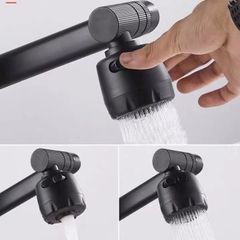 Vòi lavabo, vòi rửa mặt GIORMANI nóng lạnh cần xoay 360 độ  mạ đen SNL50 kèm đôi dây cấp inox