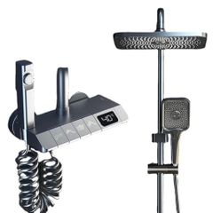 Bộ sen cây tắm phím đàn nóng lạnh mạ màu titan cao cấp có đèn led hiển thị nhiệt độ GIORMANI SC39