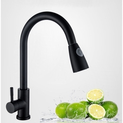 Vòi rửa bát, rửa chén nóng lạnh inox dây rút mạ đen tiện dụng GIORMANI VRB27 kèm dây cấp nước inox