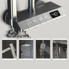 Bộ sen cây tắm phím đàn nóng lạnh mạ màu titan cao cấp có đèn led hiển thị nhiệt độ GIORMANI SC39