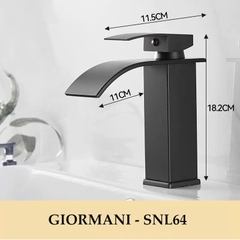 Vòi rửa mặt, vòi lavabo nóng lạnh mạ đen cao cấp GIORMANI SNL64 kèm đôi dây cấp nước inox