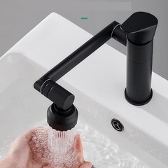 Vòi rửa mặt, vòi Lavabo nóng lạnh cao cấp mạ đen cần xoay 360 hai chế độ nước GIORMANI SNL66 kèm đôi dây cấp inox