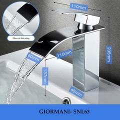 Vòi lavabo, vòi rửa mặt GIORMANI nóng lạnh cao cấp SNL63 kèm đôi dây cấp inox