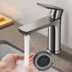 Vòi lavabo, vòi rửa mặt GIORMANI nóng lạnh mạ titian cao cấp SNL53 kèm đôi dây cấp inox