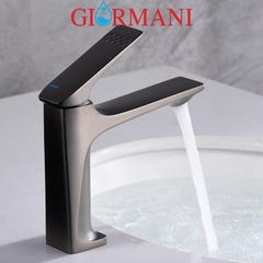 Vòi lavabo, vòi rửa mặt GIORMANI nóng lạnh mạ màu titan cao cấp SNL55 kèm đôi dây cấp inox