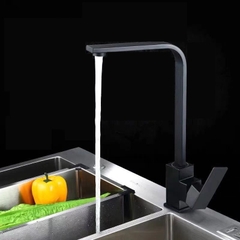 Vòi rửa bát, rửa chén nóng lạnh vuông hợp kim đồng mạ đen cao cấp GIORMANI VRB28 kèm dây cấp nước inox