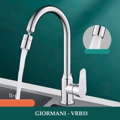 Vòi rửa chén, rửa bát GIORMANI nóng lạnh hợp kim đồng mạ crom đầu xoay 360 tiện dụng VRB33 kèm đôi dây cấp nước inox