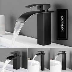 Vòi rửa mặt, vòi lavabo nóng lạnh mạ đen cao cấp GIORMANI SNL64 kèm đôi dây cấp nước inox