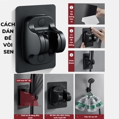 Bộ vòi hoa sen chỉnh chế độ nước màu đen có nút tắt mở tiện dụng VHS14