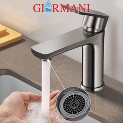 Vòi lavabo, vòi rửa mặt GIORMANI nóng lạnh mạ titian cao cấp SNL53 kèm đôi dây cấp inox