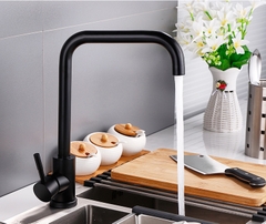 Vòi rửa bát, rửa chén nóng lạnh cần vuông inox mạ đen GIORMANI VRB24 kèm dây cấp nước inox