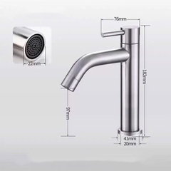 Vòi lạnh chậu rửa mặt lavabo inox 304 cao cấp VL03 tặng dây cấp inox - hàng GIORMANI bảo hành 12 tháng