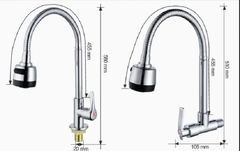 Vòi rửa bát, rửa chén lạnh cắm tường cần mềm 2 chế độ nước VRB905
