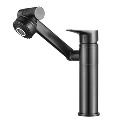 Vòi rửa mặt, vòi Lavabo nóng lạnh cao cấp mạ đen cần xoay 360 hai chế độ nước GIORMANI SNL66 kèm đôi dây cấp inox