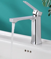 Vòi lavabo, vòi rửa mặt GIORMANI nóng lạnh kiểu vuông cao cấp SNL61 kèm đôi dây cấp inox