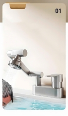 Vòi rửa mặt, vòi lavabo nóng lạnh inox 304 cần xoay ổ bi 2 chế nước GIORMANI SNL59 kèm đôi dây cấp nước inox
