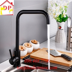 Vòi rửa bát, rửa chén nóng lạnh cần vuông inox mạ đen GIORMANI VRB24 kèm dây cấp nước inox