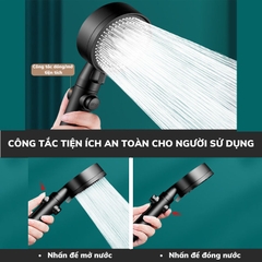 Tay sen tắm màu đen chỉnh chế độ nước có nút tắt mở tiện dụng GIORMANI TS14