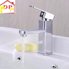 Vòi lavabo, vòi rửa mặt GIORMANI nóng lạnh kiểu vuông SNL16 kèm đôi dây cấp inox