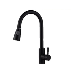 Vòi rửa bát, rửa chén nóng lạnh inox dây rút mạ đen tiện dụng GIORMANI VRB27 kèm dây cấp nước inox