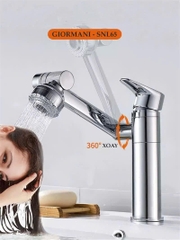 Vòi rửa mặt, vòi lavabo nóng lạnh cần xoay 360 2 chế độ nước GIORMANI SNL65 kèm đôi dây cấp nước inox