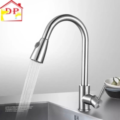 Vòi rửa bát, rửa chén nóng lạnh inox dây rút tiện dụng GIORMANI VRB25 kèm dây cấp nước inox