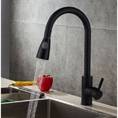 Vòi rửa bát, rửa chén nóng lạnh inox dây rút mạ đen tiện dụng GIORMANI VRB27 kèm dây cấp nước inox