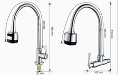 Vòi rửa bát, rửa chén lạnh cắm tường cần mềm 2 chế độ nước VRB905