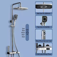 Bộ sen cây tắm phím đàn nóng lạnh mạ màu titan cao cấp có đèn led hiển thị nhiệt độ GIORMANI SC39