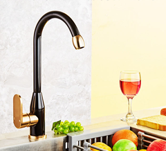 Vòi rửa bát, rửa chén nóng lạnh vàng đen cao cấp GIORMANI VRB17 kèm dây cấp nước inox