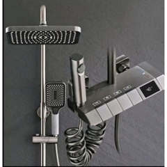 Bộ sen cây tắm phím đàn nóng lạnh mạ màu titan cao cấp có đèn led hiển thị nhiệt độ GIORMANI SC39