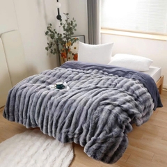 Chăn Chồn Sóng 3D – Mềm Mịn, Sang Trọng, Giữ Ấm Tuyệt Vời