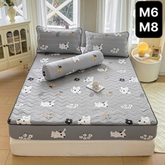 Bộ Ga Gối Cotton Đũi Trần Bông