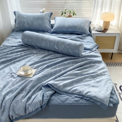 Bộ Chăn Ga Cotton Đũi Hàn Quốc 5 Món Chần Bông (BST 2)