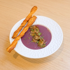 Súp Khoai Lang Tím & Croissant Grissini - Purple Sweet Potato Soup w Croissant Grissini
