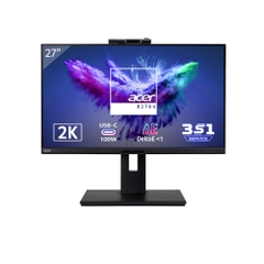 Màn hình máy tính Acer B278U, 27"2K (16:9), 2560x1440@75 Hz, 4ms, 350 nits, 100M:1, 1xHDMI, 1xDP, 1xDP out, 1xType-C, 1xRJ45, SPK Audio out, 3Y WTY_UM.HB8SV.001