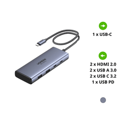 Hub Type-C Ugreen Đa Năng 11 in 1, 7 in 1, 6 in 1 Xuất Hình 4K Sạc PD 100W Gigabit RJ45