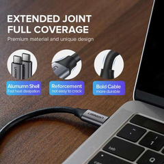 Cáp dữ liệu USB Type-C màu xám, truyền dữ liệu giữa máy tính và điện thoại dài 1.5M Ugreen (50751)