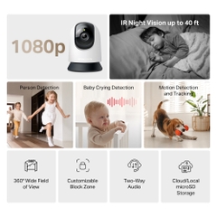 Camera an ninh Wi-Fi xoay ngang/dọc trong nhà Mercusys MC200