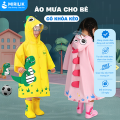 Áo mưa trẻ em có khóa kéo cao cấp Áo mưa bé trai bé gái chống thấm nước họa tiết dễ thương cho bé  1-10 tuổi Mirilik House