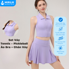 Váy tennis pickleball golf thể thao nữ áo bra mút đúc MIRILIK hàng chuẩn Váy thể thao thời trang