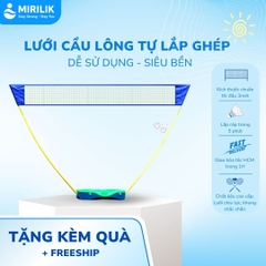 Lưới Cầu Lông Gấp Gọn Có Trụ - Phụ Kiện Cầu Lông 3in1 Chính Hãng Giá Rẻ Dùng Cho Gia Đình Mirilik