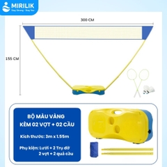 Lưới Cầu Lông Gấp Gọn Có Trụ - Phụ Kiện Cầu Lông 3in1 Chính Hãng Giá Rẻ Dùng Cho Gia Đình Mirilik
