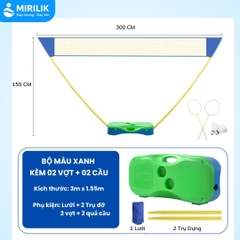 Lưới Cầu Lông Gấp Gọn Có Trụ - Phụ Kiện Cầu Lông 3in1 Chính Hãng Giá Rẻ Dùng Cho Gia Đình Mirilik