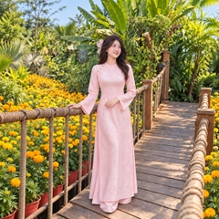 Áo Dài Thiên Điệp Thiết Kế Cao Cấp - Áo Dài Gấm Nữ Cách Tân Dáng Dài Sang Trọng Đi Lễ Tết Mirilik