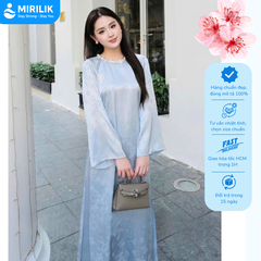 Áo dài Tết 2026 áo dài cách tân dáng suông vải gấm lụa thanh trúc đính kết thủ công cao cấp MIRILIK